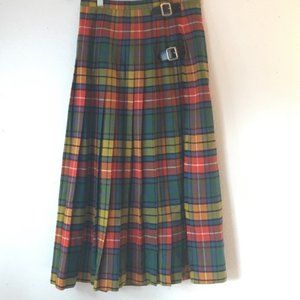 VINTAGE Scotch House Rainbow Plaid Wool Skirt